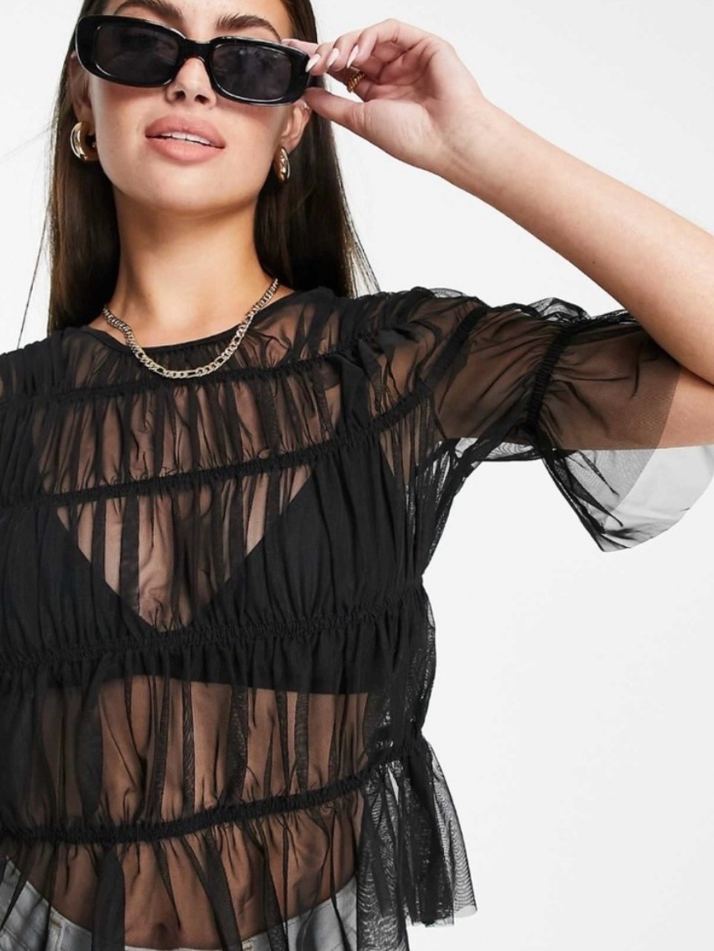 Y.A.S. (YAS) ruched detail sheer top
